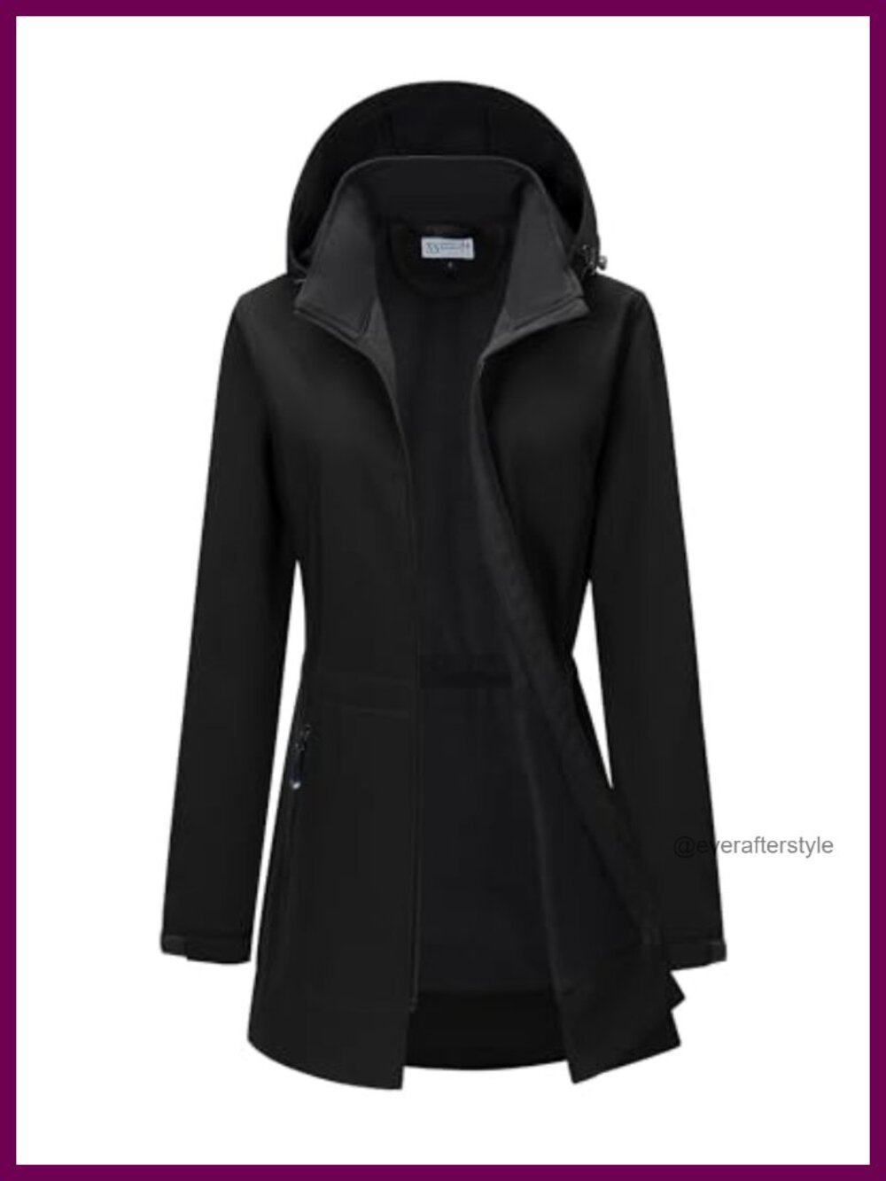 Women's Waterproof Softshell Jacket Hooded Fleece Lined Long Raincoat
